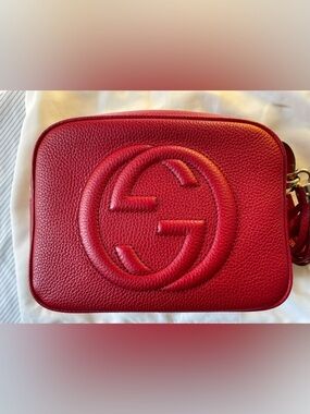 Gucci Red Pebbled Leather Disco Crossbody